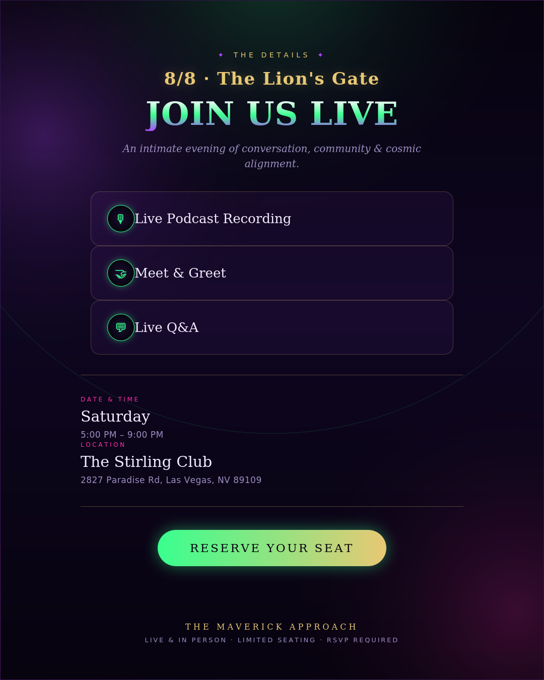 THE LION'S GATE 88: MAVERICK APPROACH LIVE w/ ELIZABETH APRIL